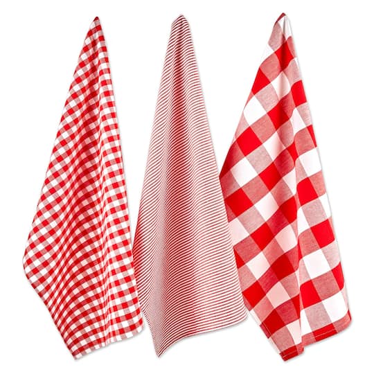 DII® Red & White Dishtowel Set